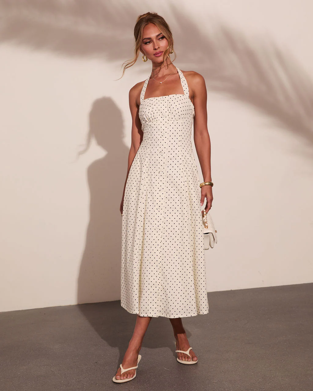Abrille Polka Dot Halter Neck Maxi Dress - Image 6