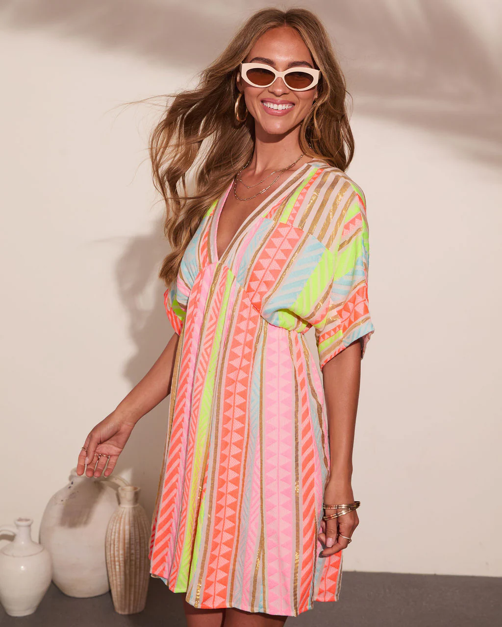 After Glow Muse Striped Abstract Mini Dress - Image 3