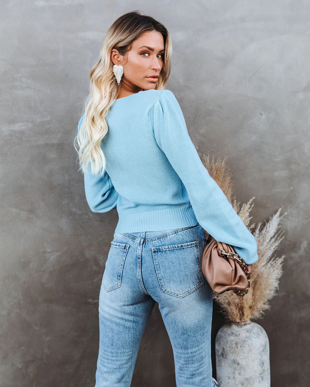 Aimee Ruched Crop Knit Sweater Top - Image 2