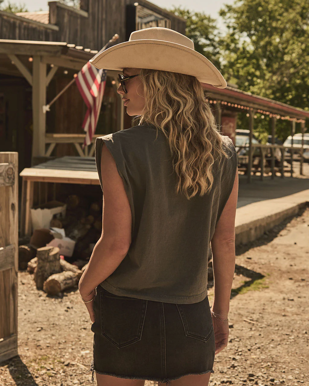 American Cowgirl Graphic Cotton Muscle Tee - Image 4