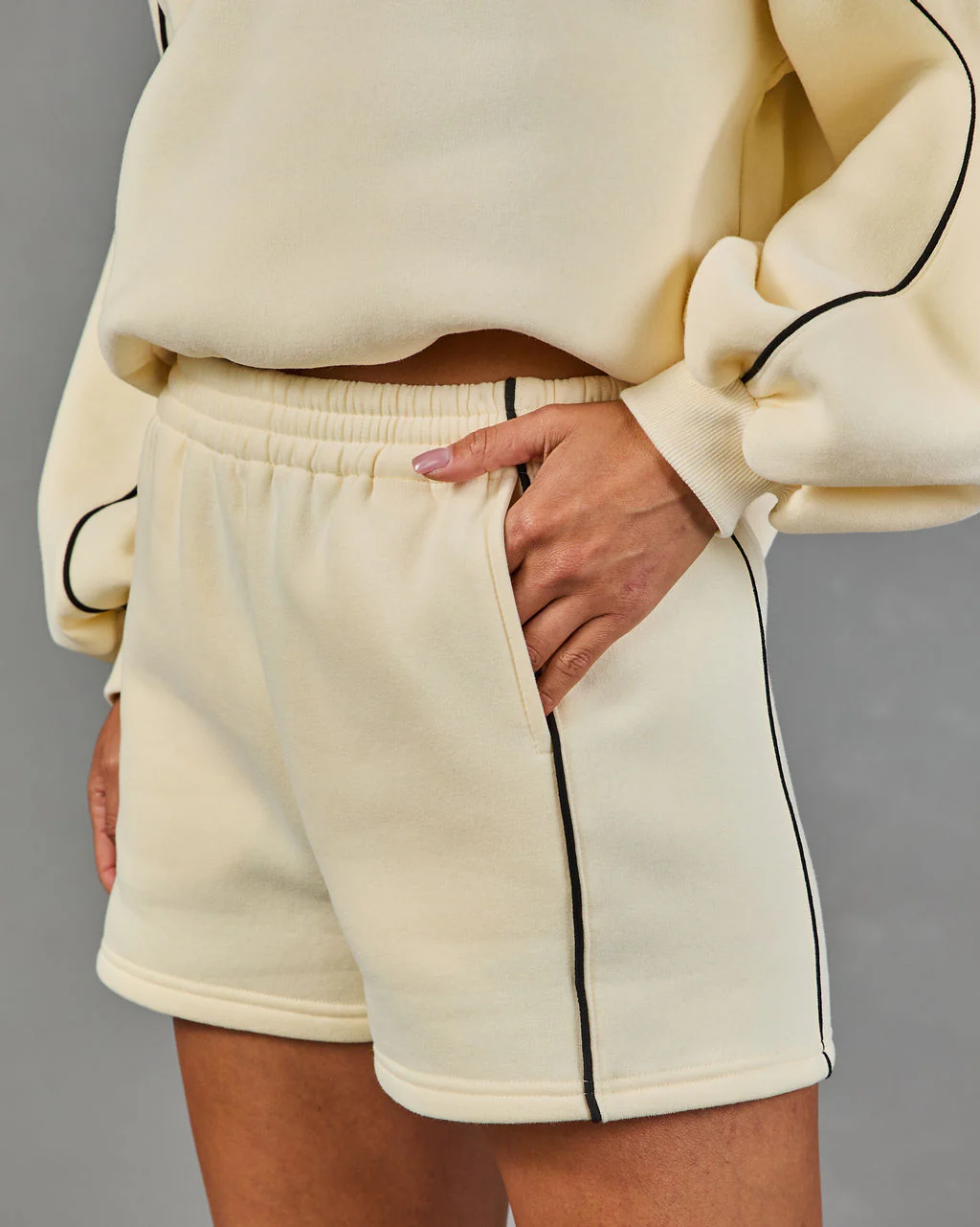 Balanced Living Contrast Piping Fleece Shorts - Image 3