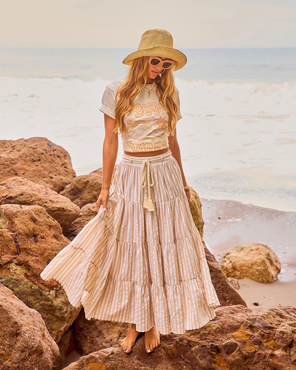 Borrowed Afternoon Striped Waist Tie Maxi Skirt - Image 5