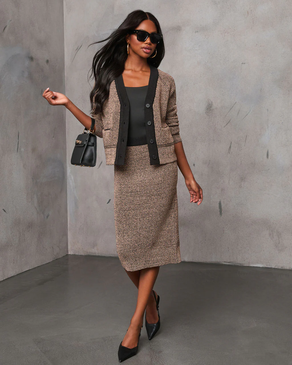 Business Only Contrast Trim Knit Cardigan - Image 2