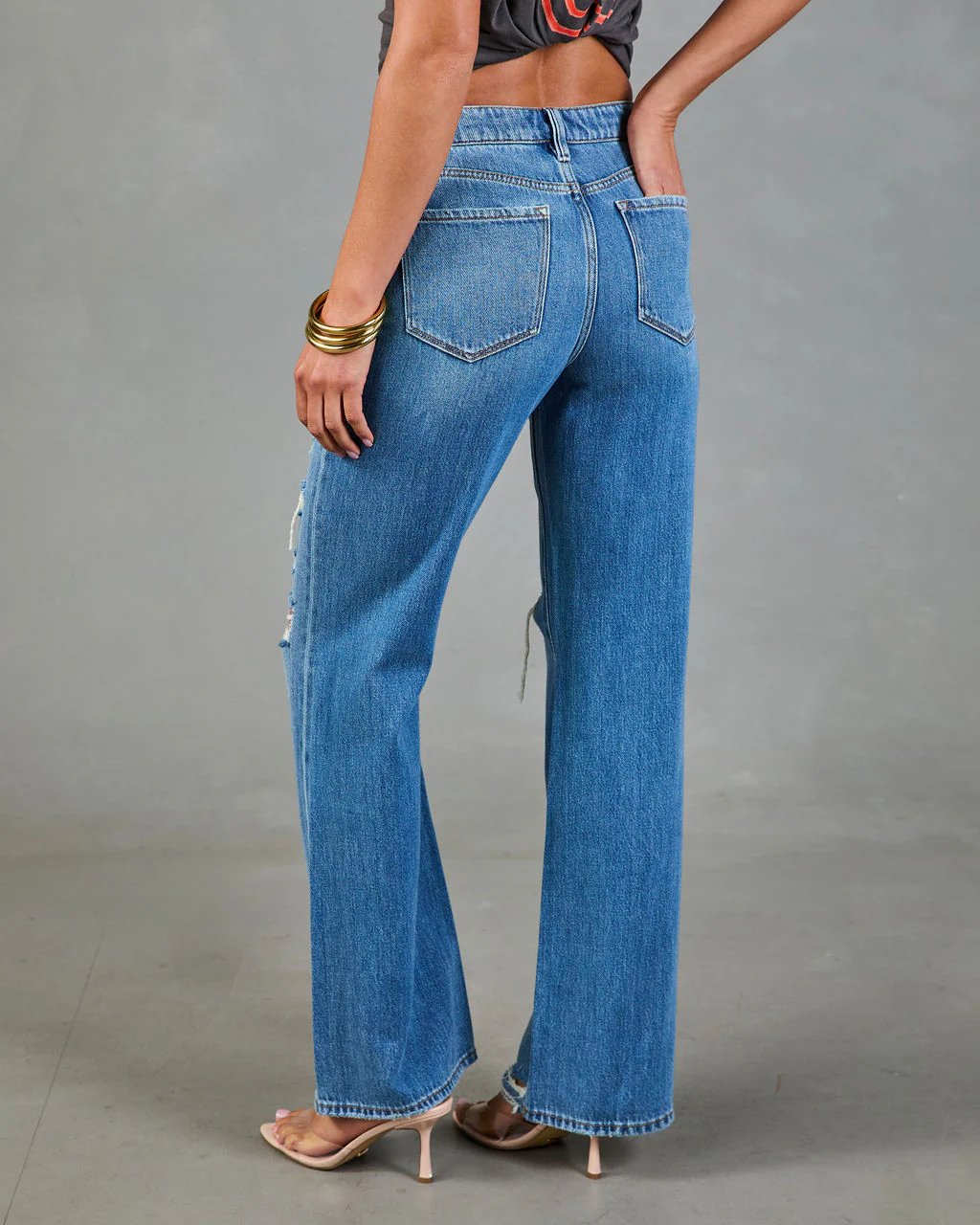 Cassiah Stretch Straight Leg Distressed Jeans - Image 4