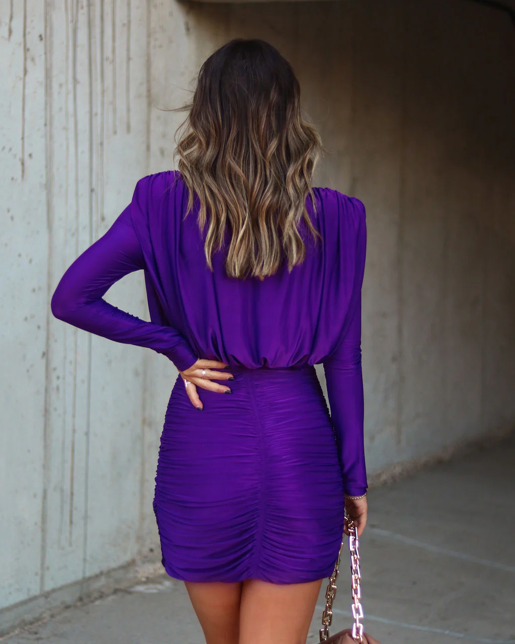 Chance To Dance Padded Shoulder Ruched Mini Dress - Image 21