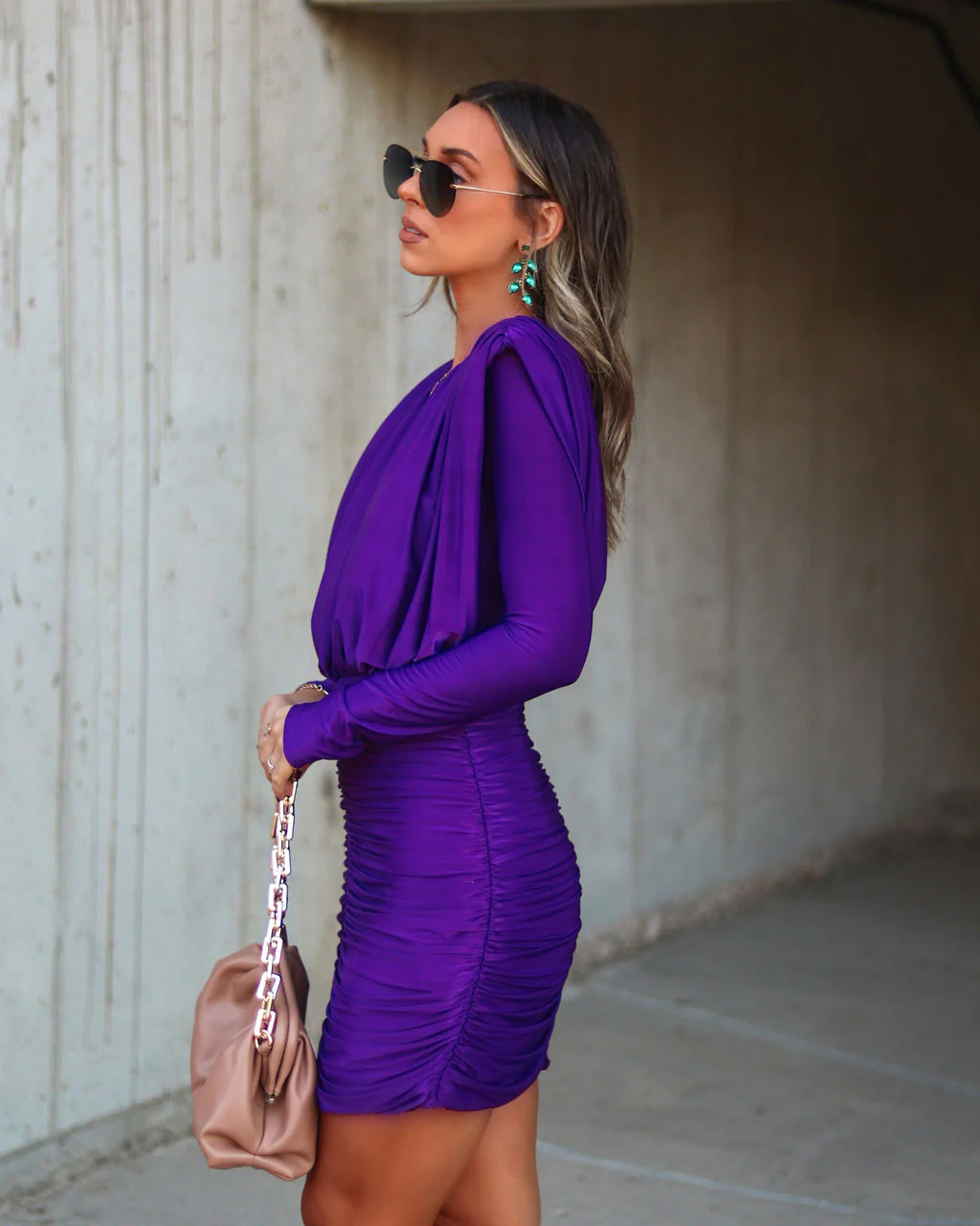 Chance To Dance Padded Shoulder Ruched Mini Dress - Image 22