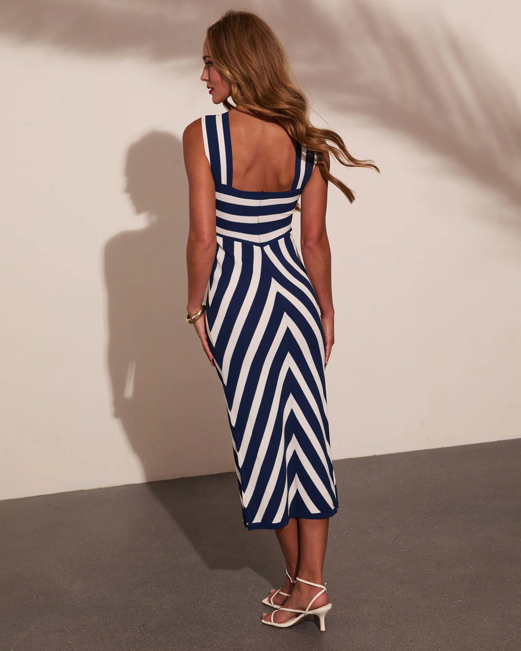 Coastal Americana Striped Halter Neck Midi Dress - Image 4
