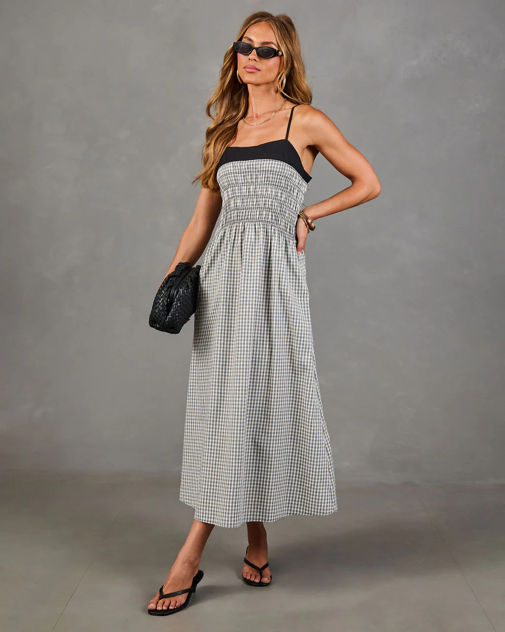 Merinah Gingham Print Midi Dress
