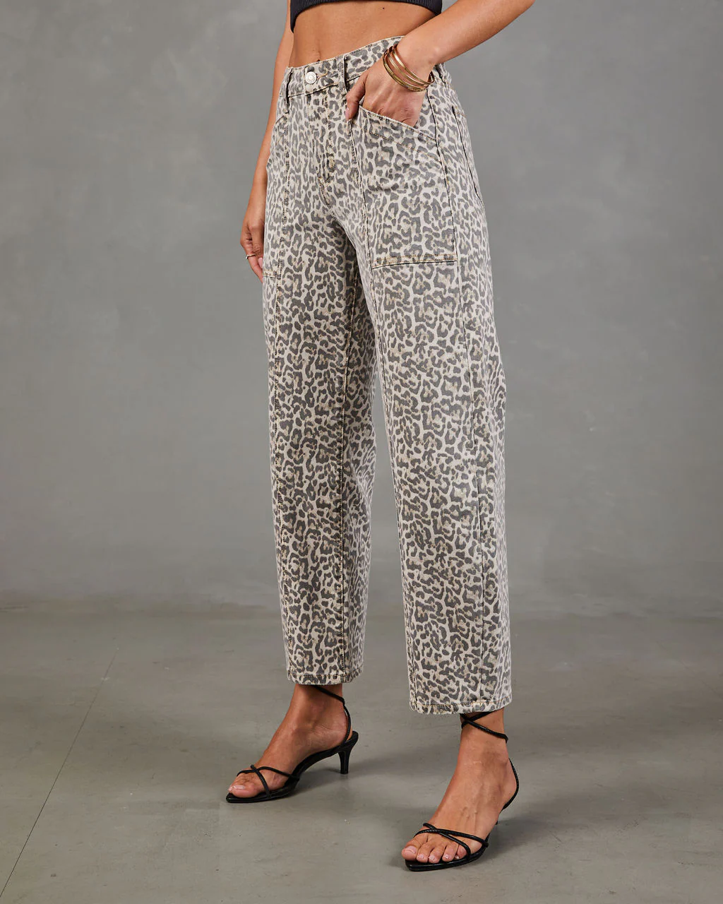 Dakota Rustler Animal Print Stretch Barrel Leg Jeans - Image 3