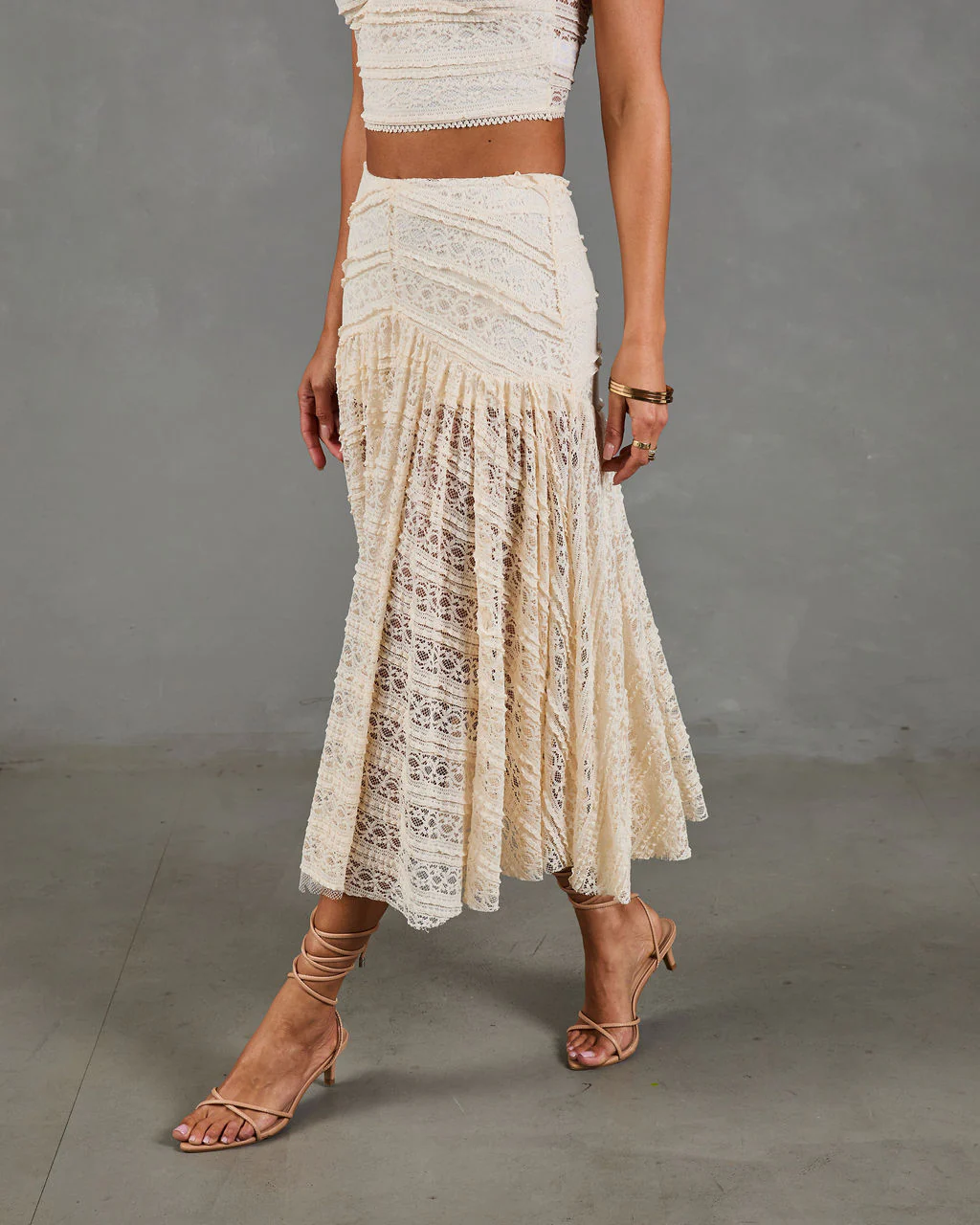 Dewy Moment Ruffle Lace Maxi Skirt - Image 9