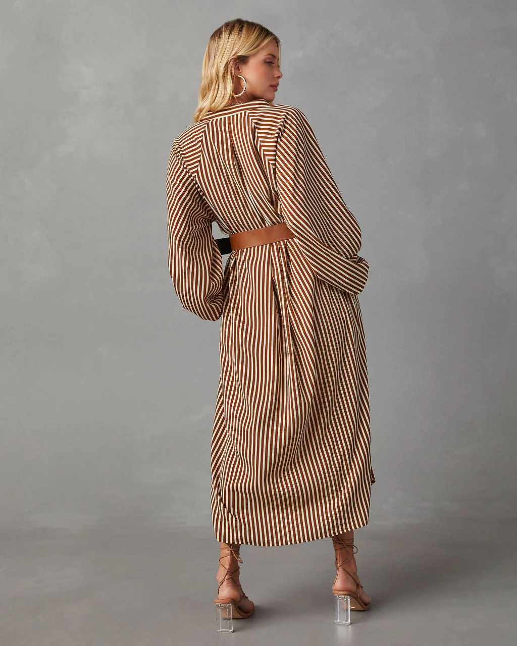 Dimarco Striped Pocketed Belted Midi Dress - Image 17