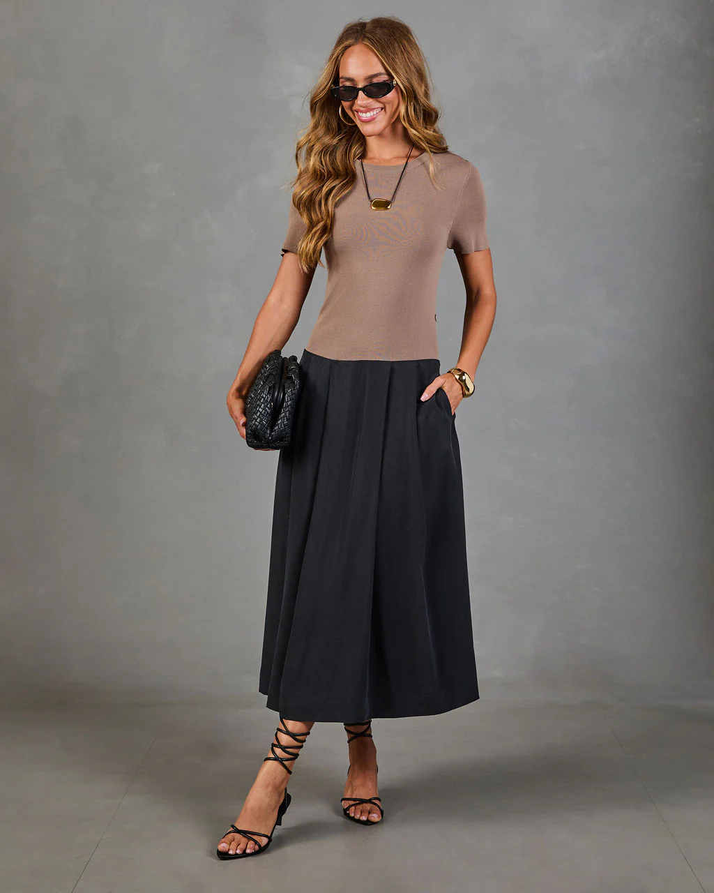 Dual Mode Color Block Midi Dress - Image 5