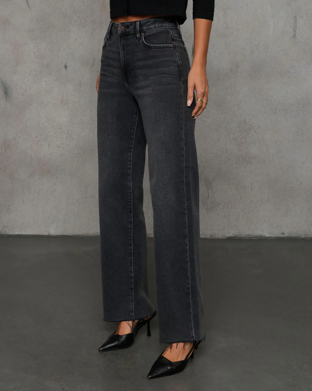 Dusky Charm Stretch High Rise Straight Leg Clean Hem Jeans - Image 2
