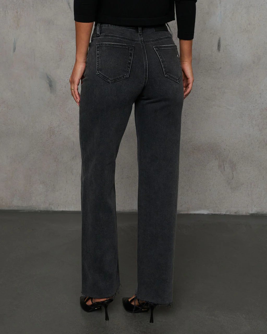 Dusky Charm Stretch High Rise Straight Leg Clean Hem Jeans - Image 4