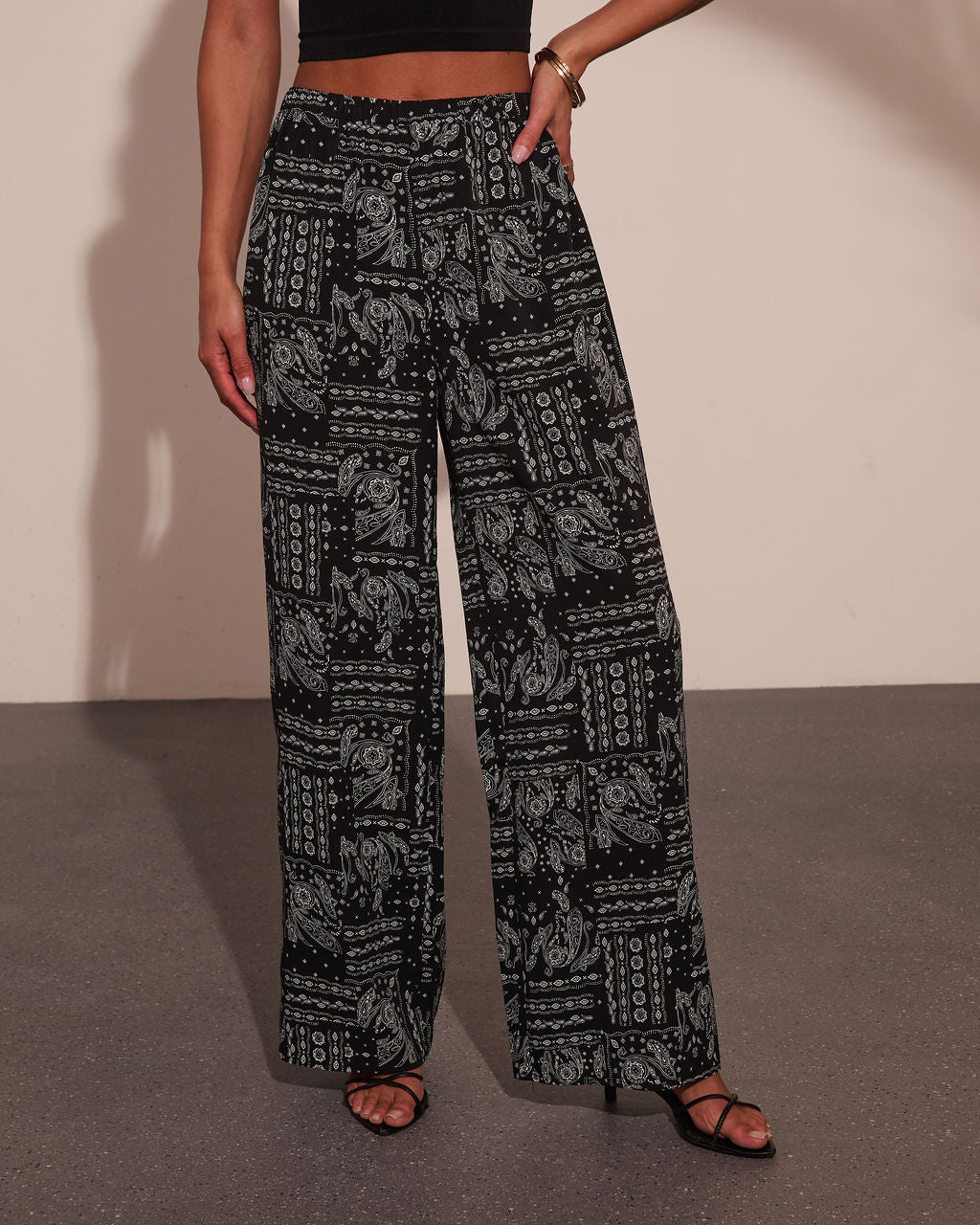 Elenne Bandana Paisley Print Wide Leg Pants - Image 2