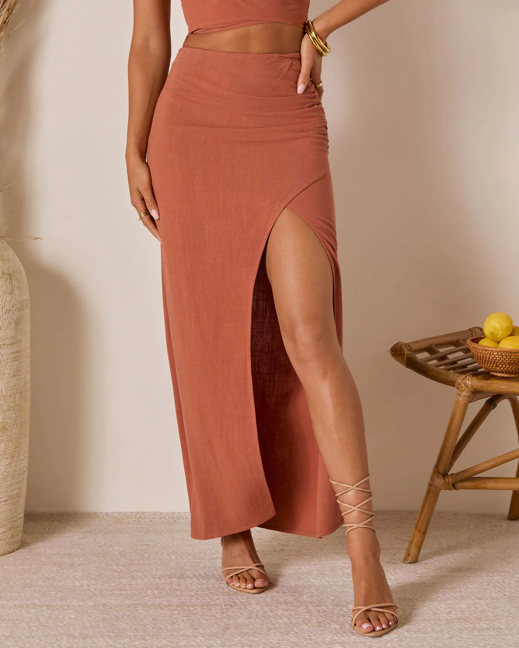 Emiliana Wrap Linen Maxi Skirt - Image 19