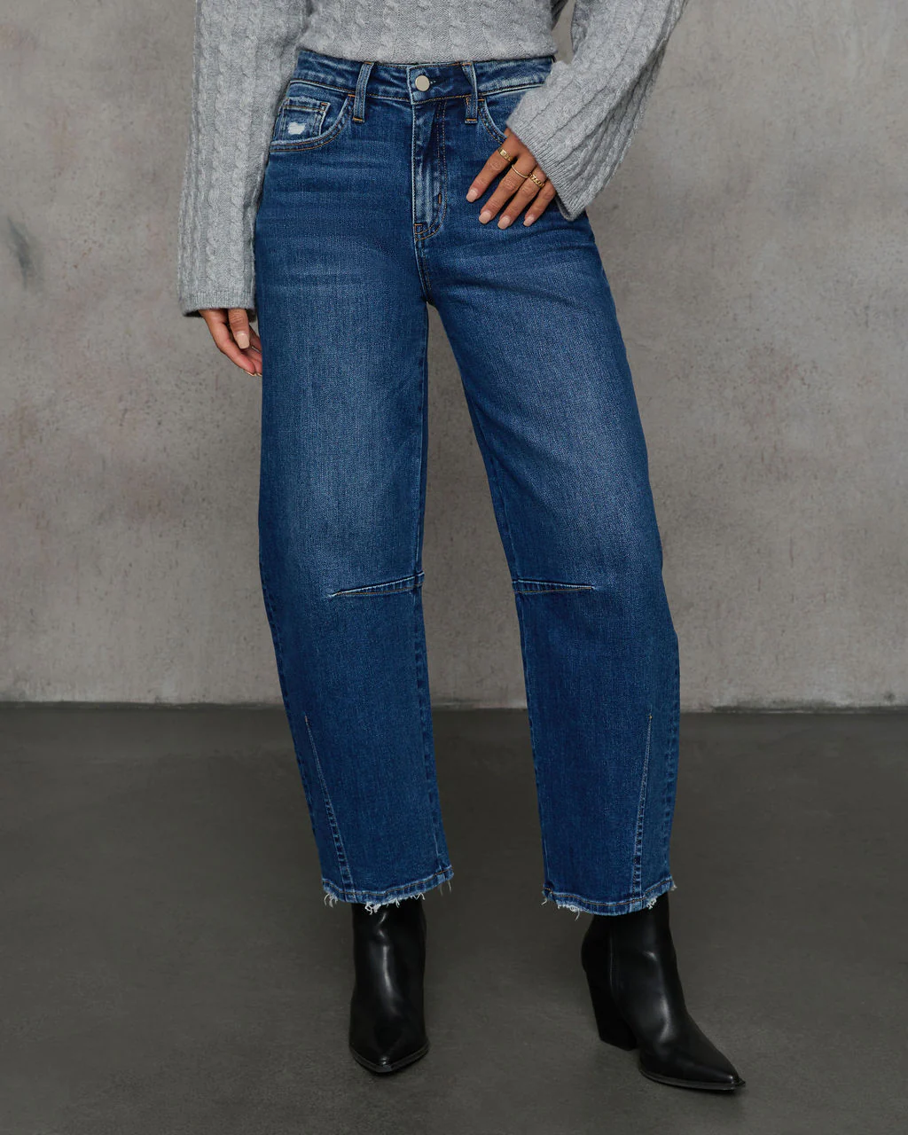 Evangelina Stretch Distressed Barrel Jeans - Image 2