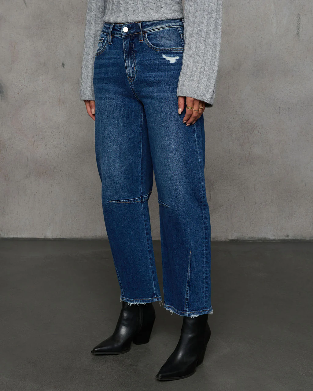 Evangelina Stretch Distressed Barrel Jeans - Image 3