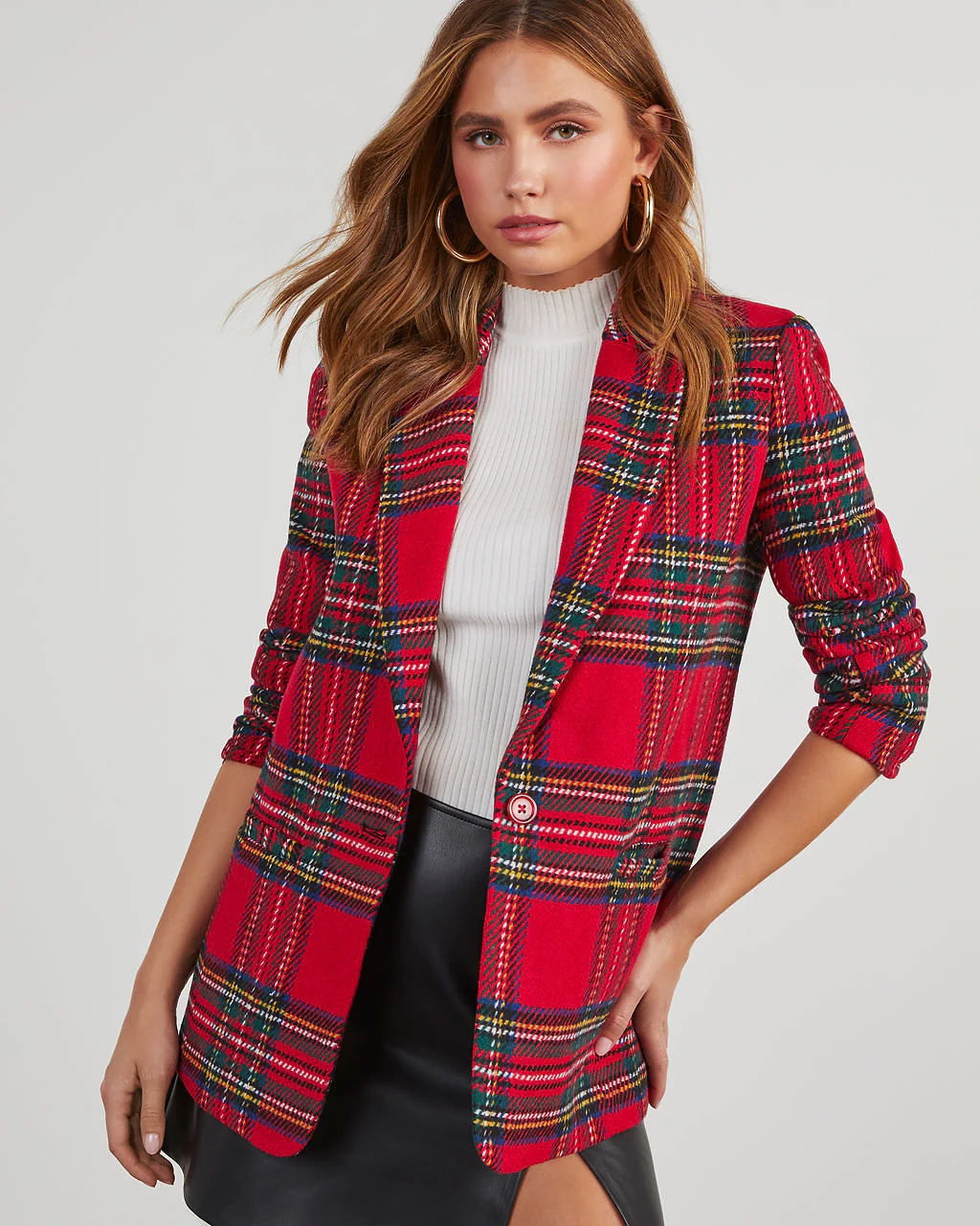 Eve Pocketed Plaid Blazer - Image 12