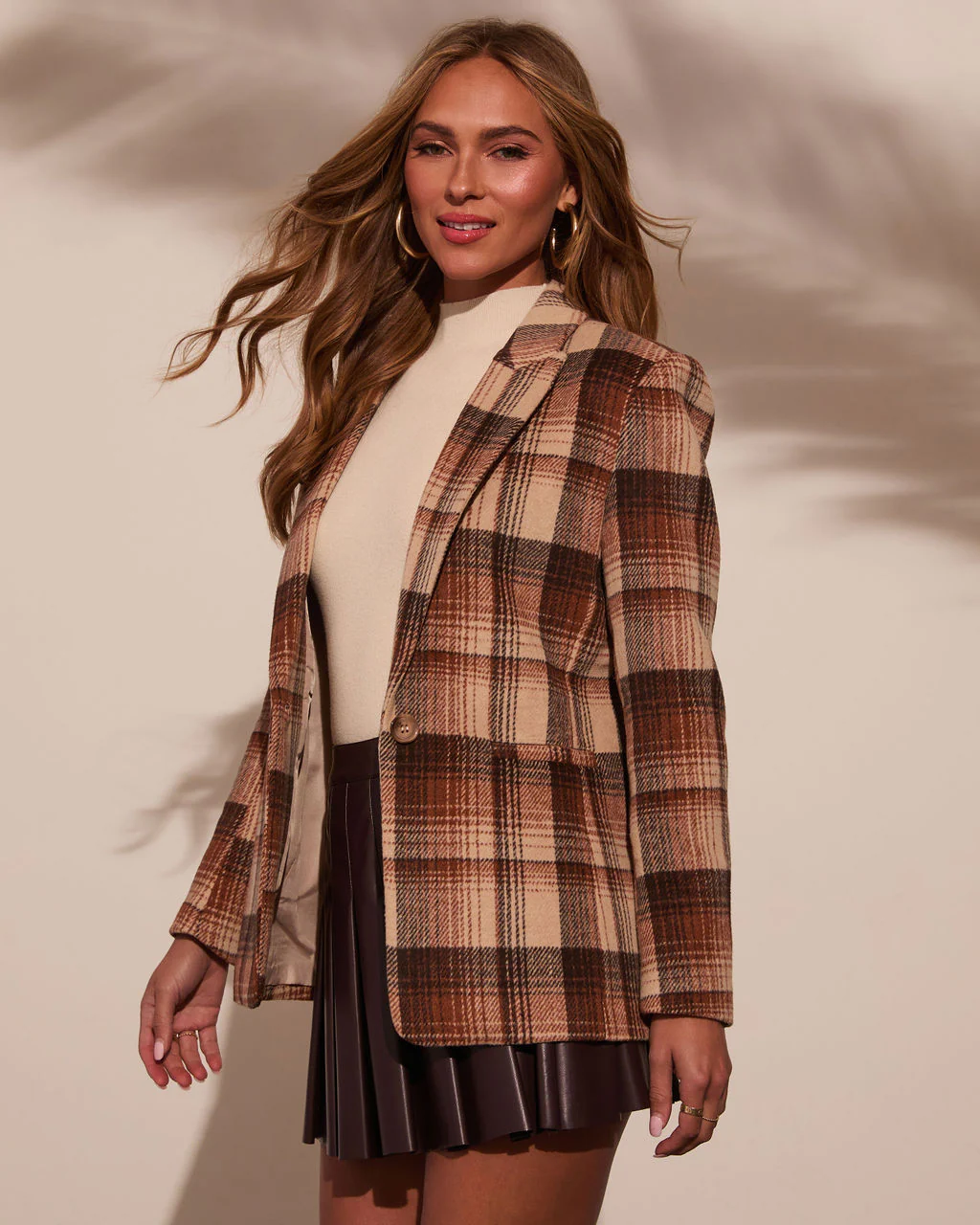 Eve Pocketed Plaid Blazer - Image 21