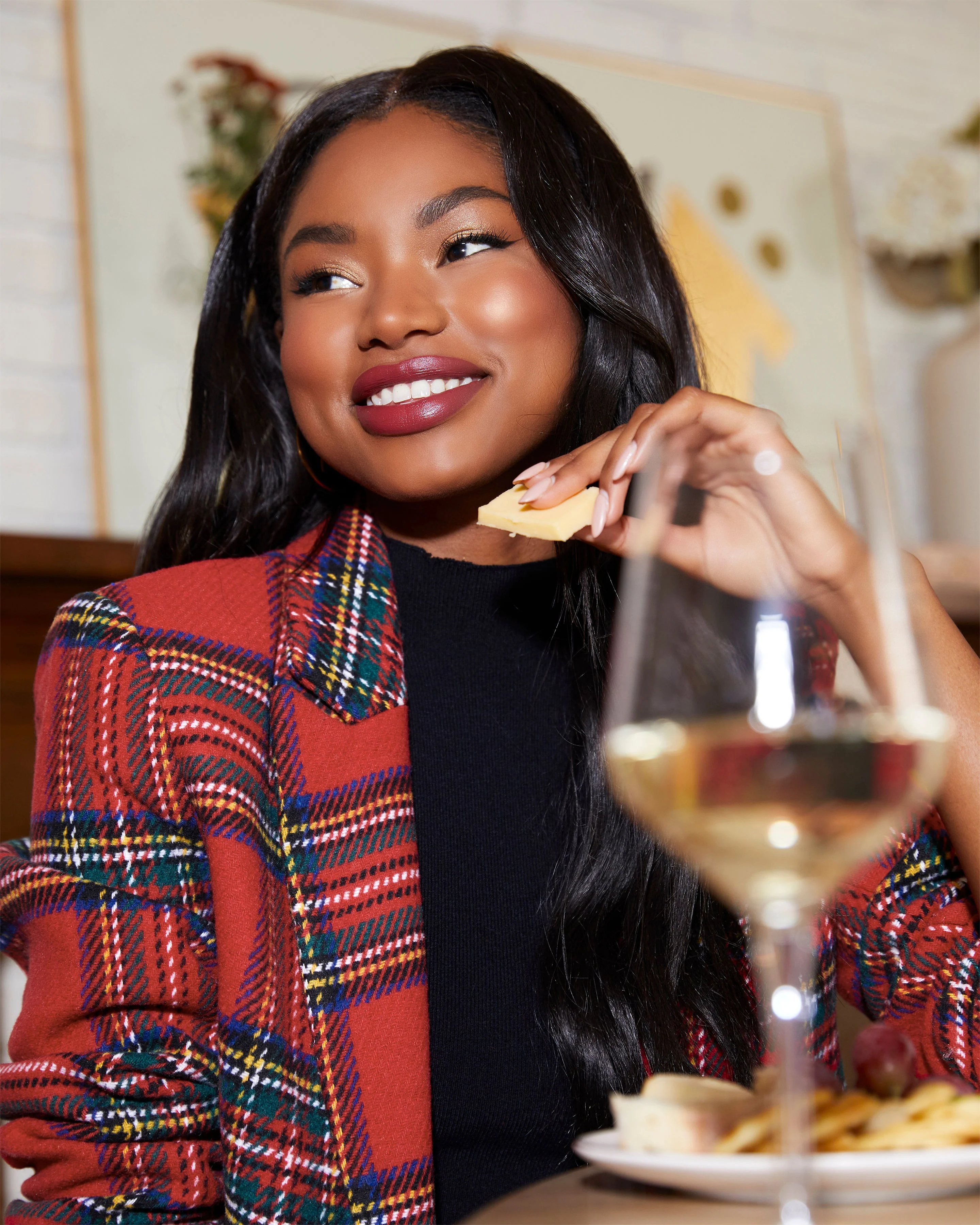 Eve Pocketed Plaid Blazer - Image 5