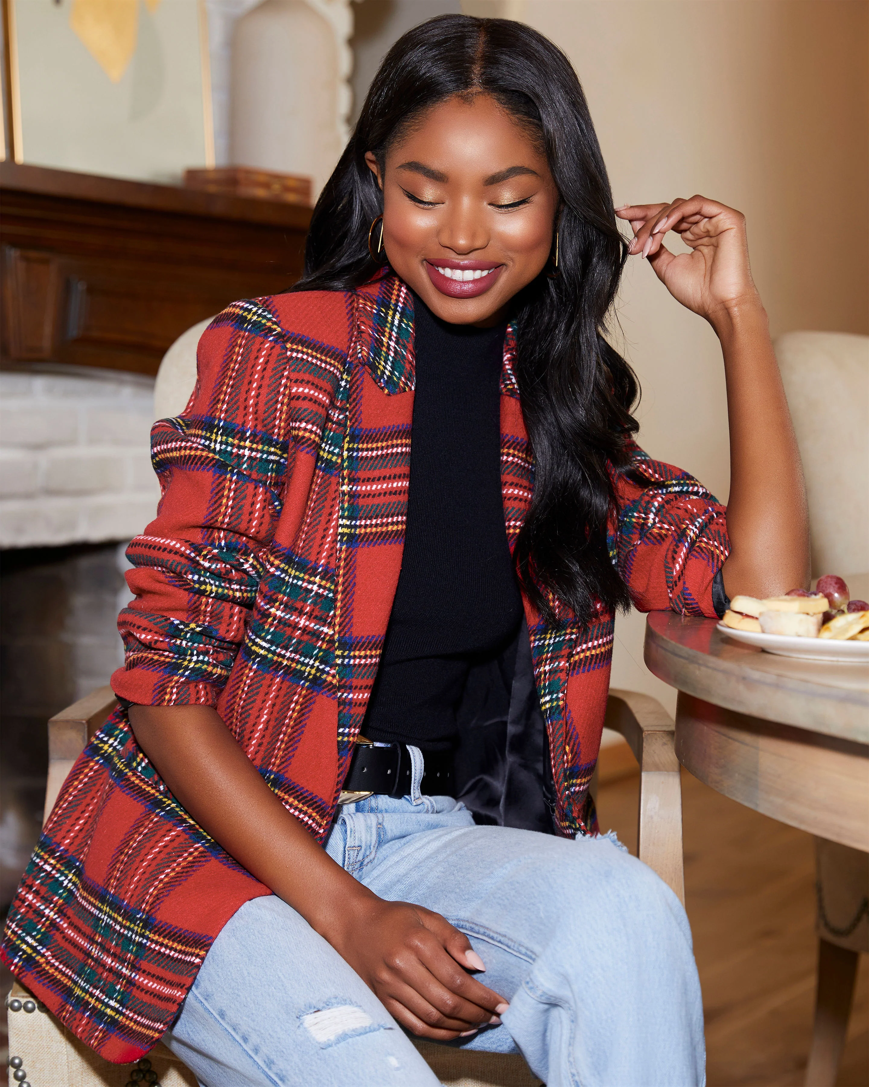 Eve Pocketed Plaid Blazer - Image 6