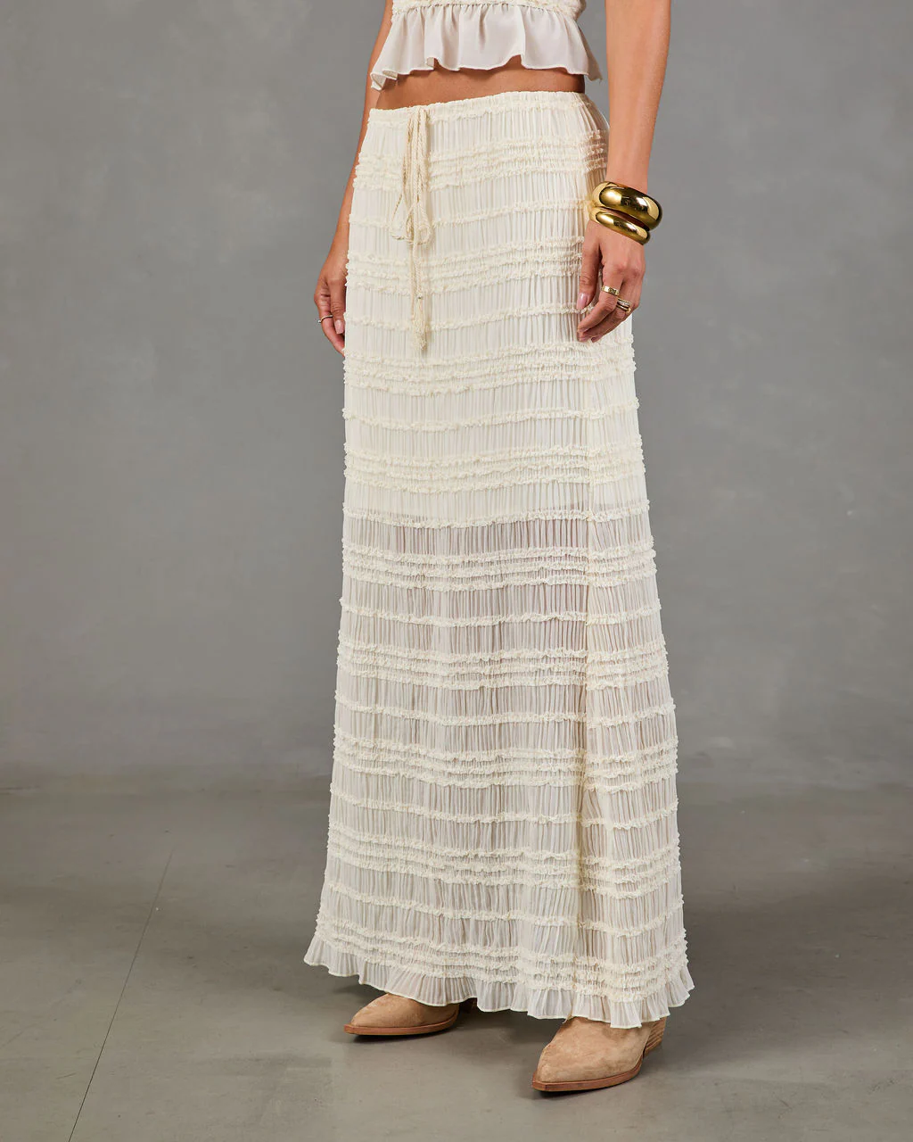 Festival Darling Ruffle Chiffon Maxi Skirt - Image 9