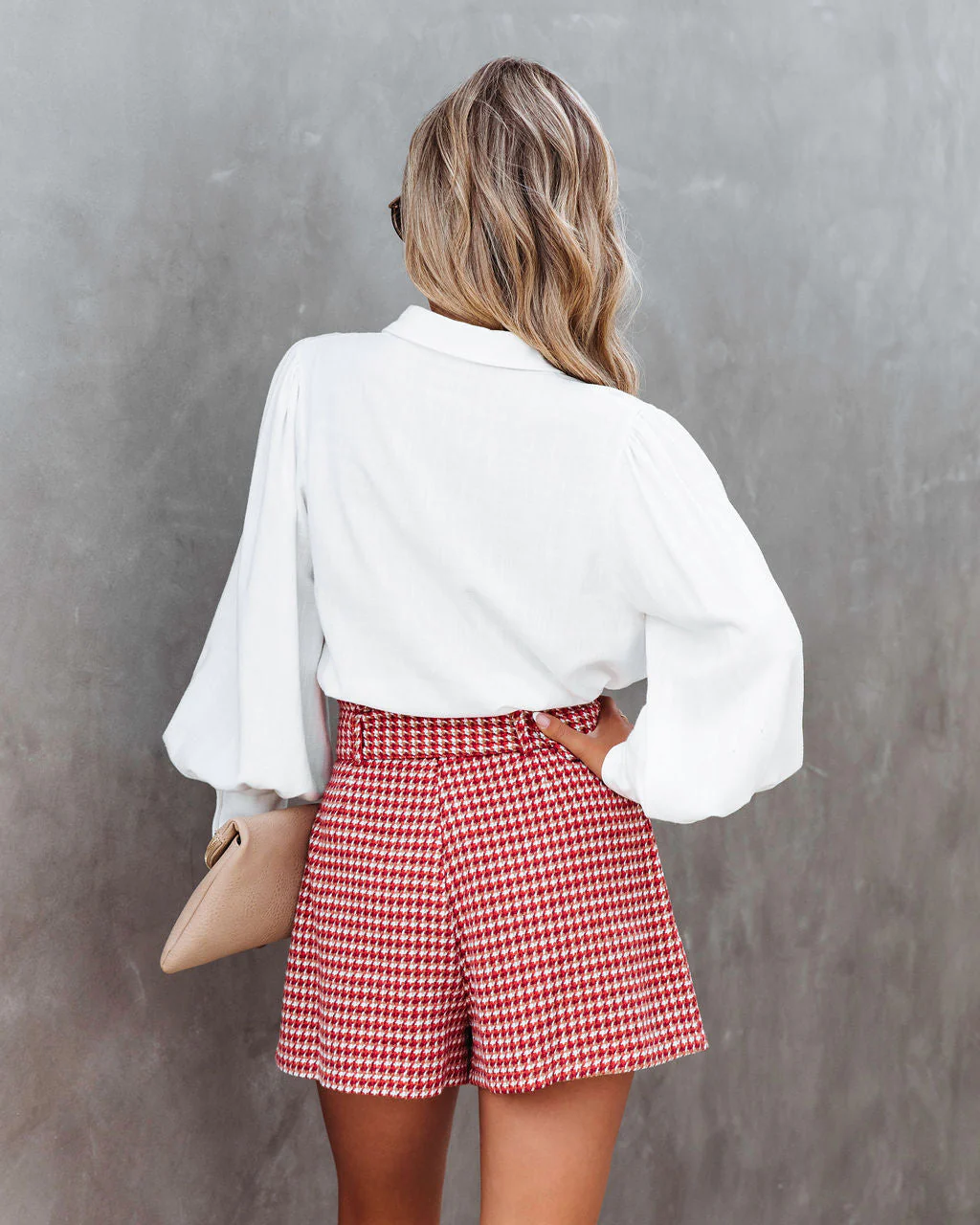 For The Record Houndstooth Belted Shorts - Image 2