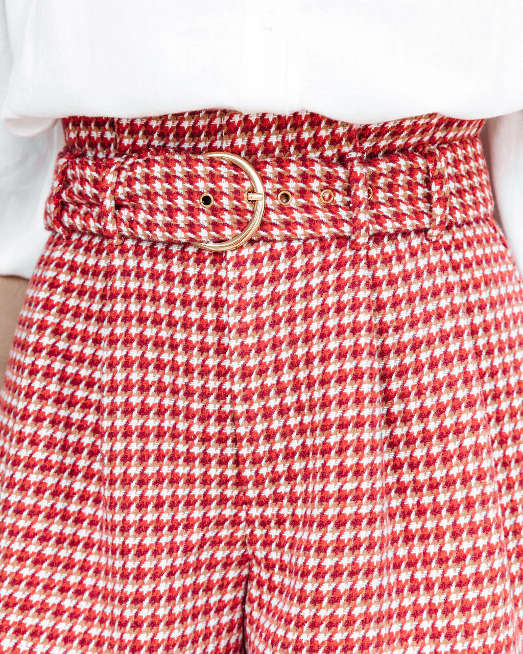 For The Record Houndstooth Belted Shorts - Image 4