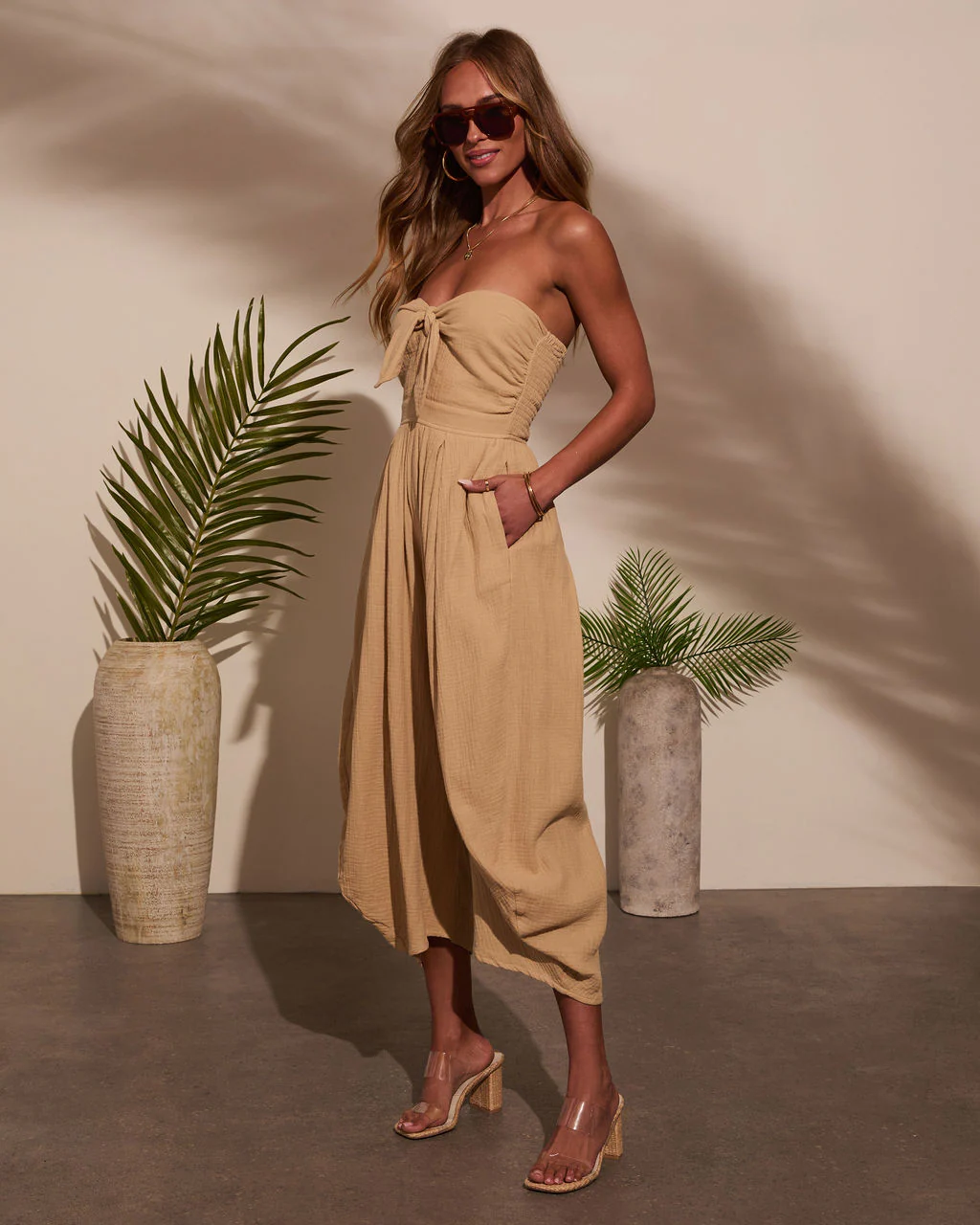 Free Spirited Strapless Tie Front Jumpsuit - Image 3