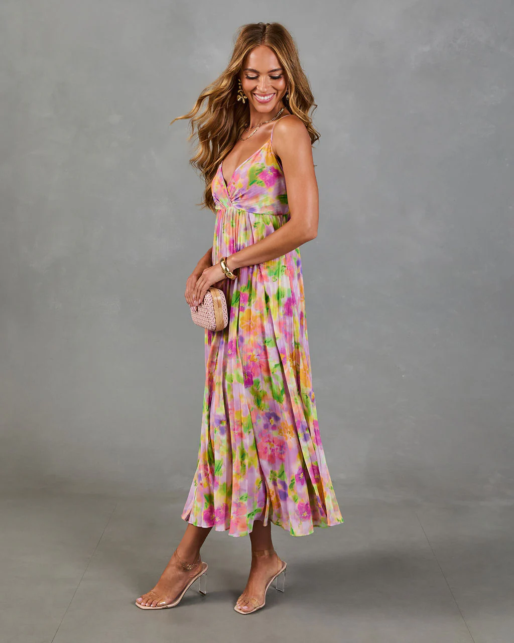 Garden Hush Floral Watercolor Maxi Dress - Image 3