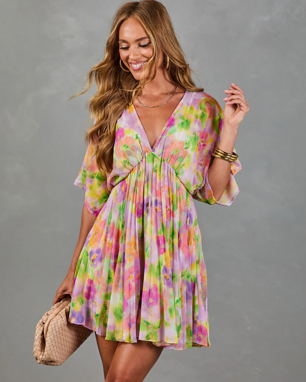 Garden Hush Floral Watercolor Mini Dress