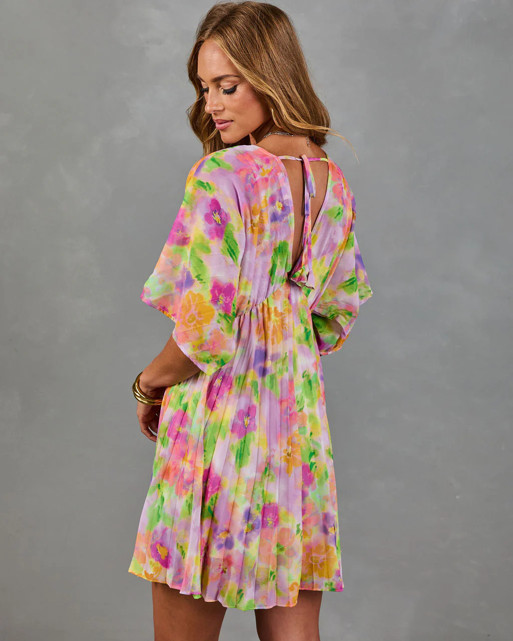 Garden Hush Floral Watercolor Mini Dress - Image 4
