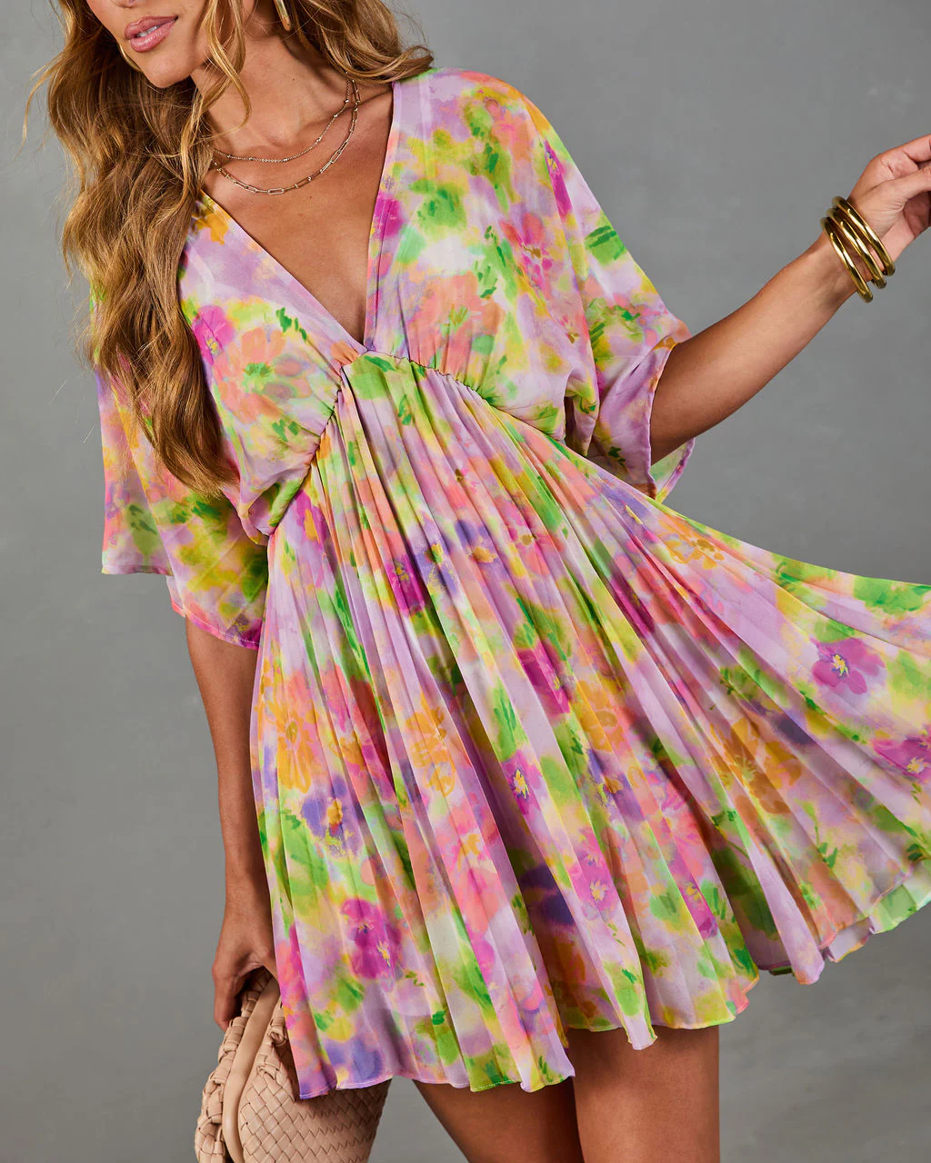 Garden Hush Floral Watercolor Mini Dress - Image 6