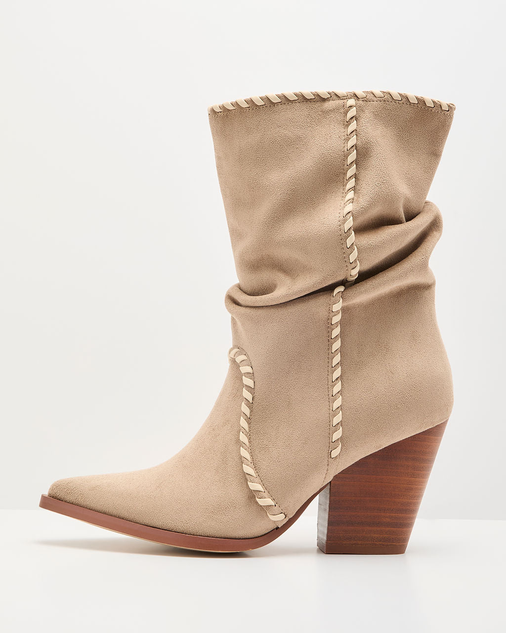 Jaylein Faux Suede Contrast Trim Scrunch Boots - Image 3