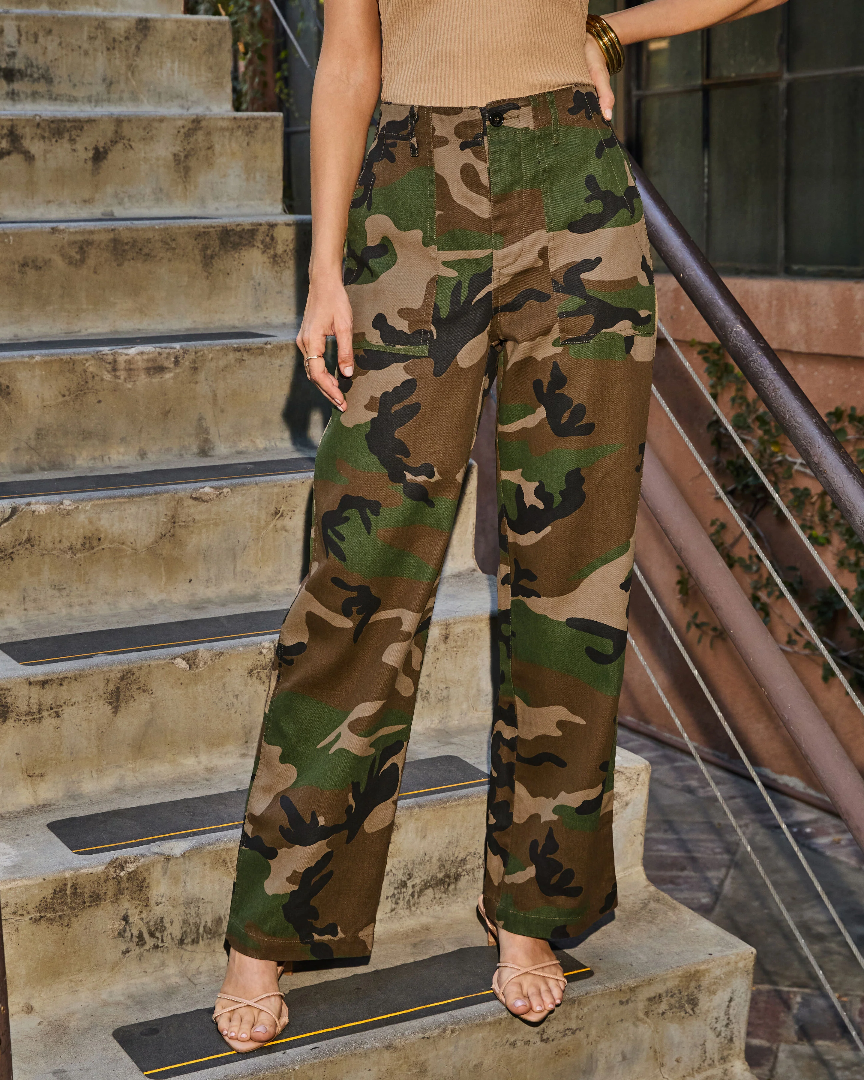 Jennae Rigid High Rise Straight Leg Camo Print Jeans - Image 2