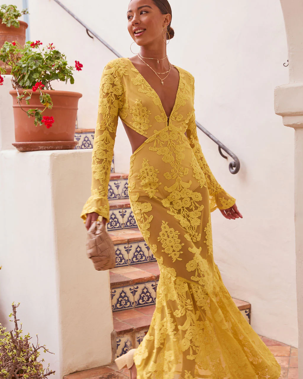 Jodie Cut Out Mesh Maxi Dress