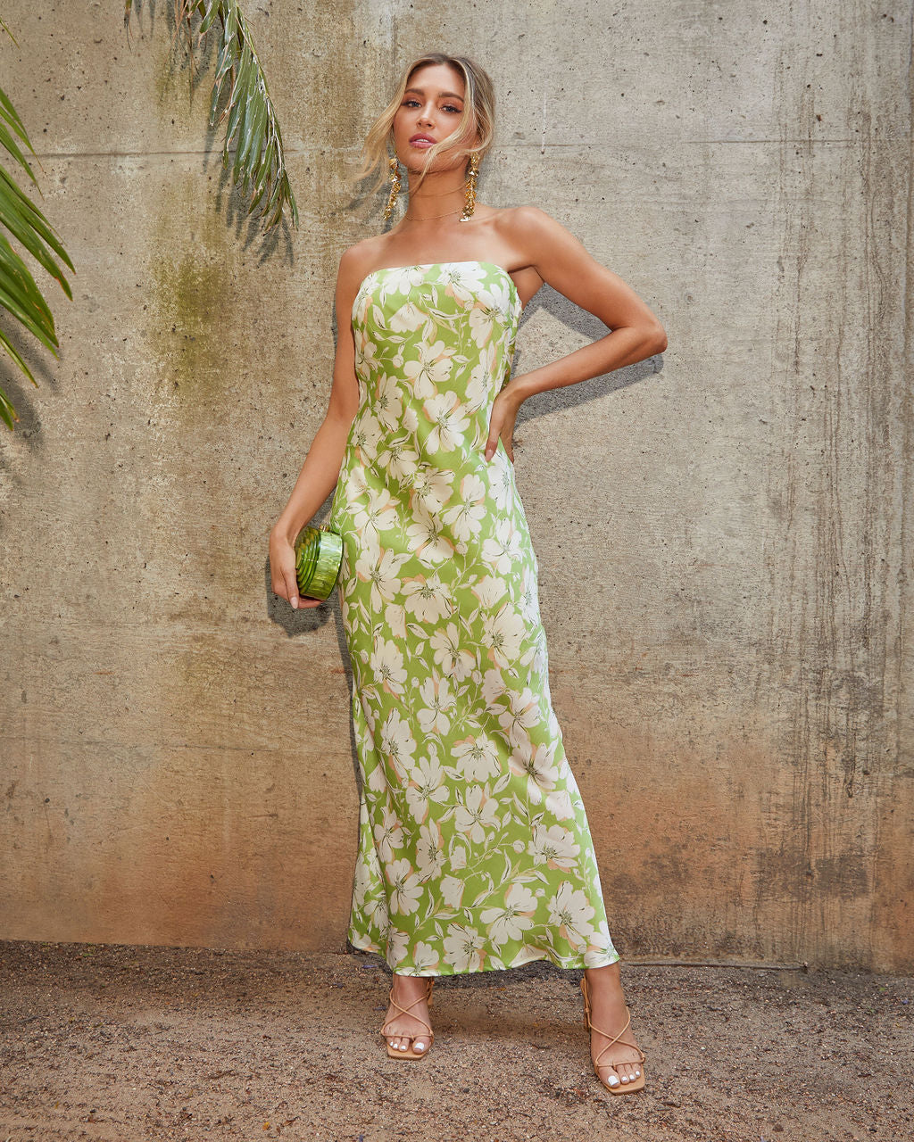 Katniss Strapless Open Back Satin Maxi Dress - Image 11