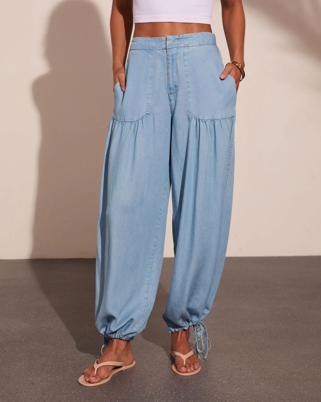 Kenlyn Drawstring Balloon Chambray Pants - Image 2