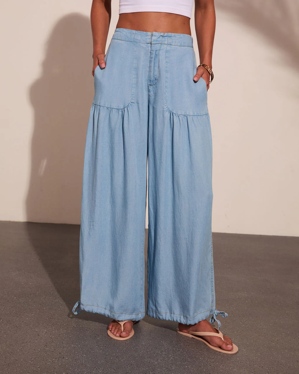 Kenlyn Drawstring Balloon Chambray Pants - Image 5
