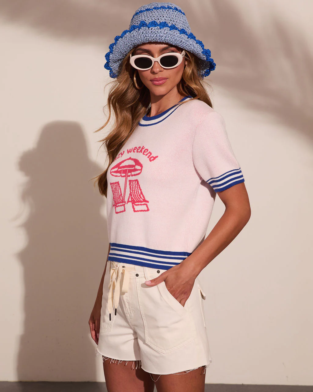 Lazy Weekend Knit Graphic Beach Sweater - Image 3