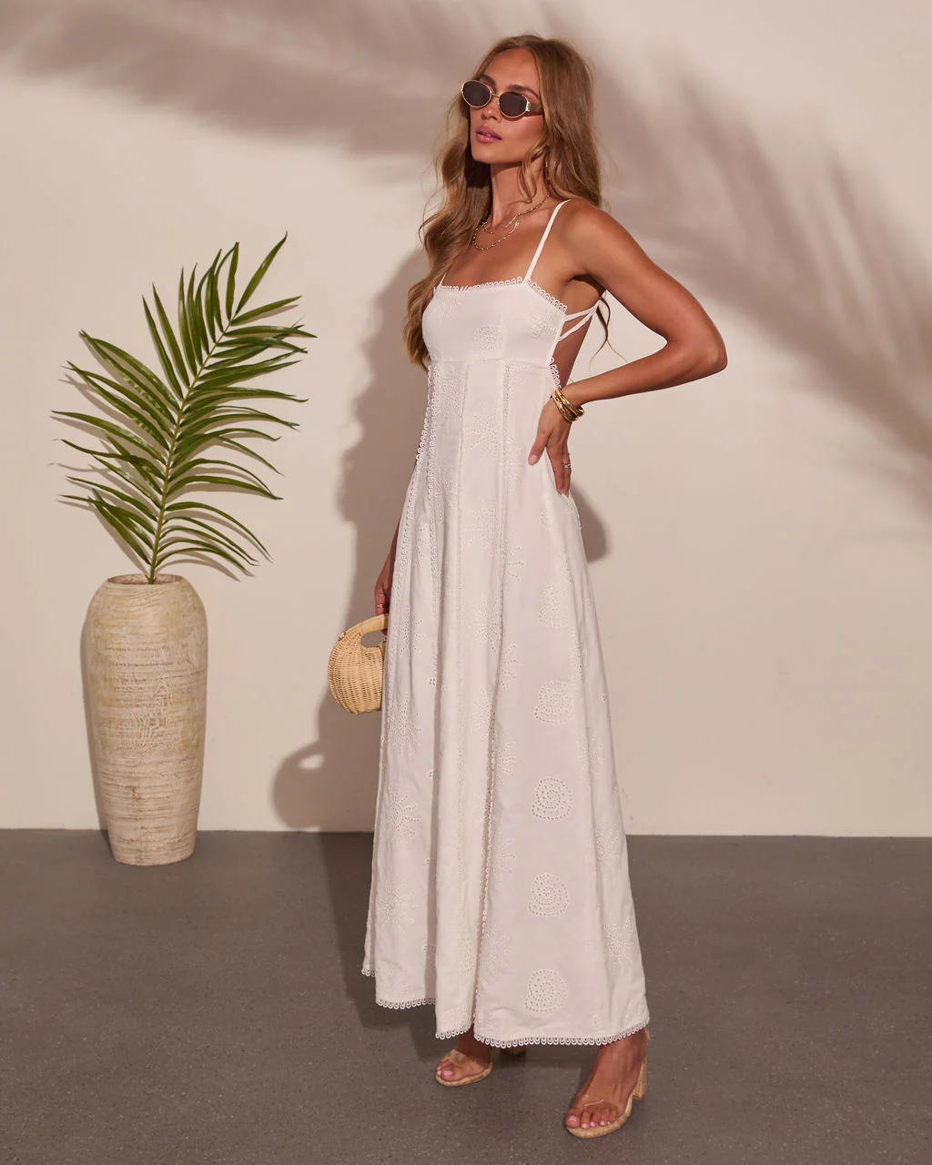 Lovely Ever After Embroidered Cotton Eyelet Maxi Dress - Image 3