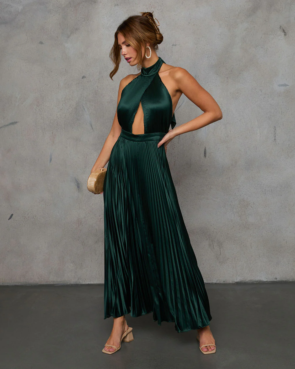 Mariena Halter Neck Plisse Maxi Dress - Image 3
