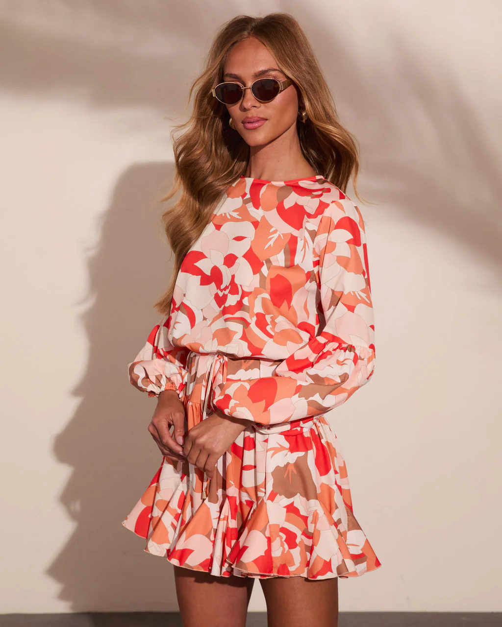 Marigold Coast Abstract Waist Tie Mini Dress - Image 3