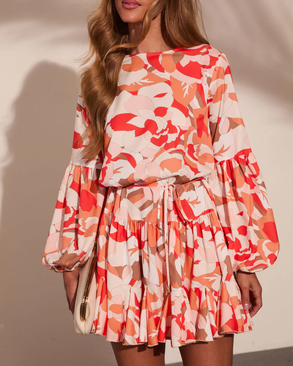 Marigold Coast Abstract Waist Tie Mini Dress - Image 6