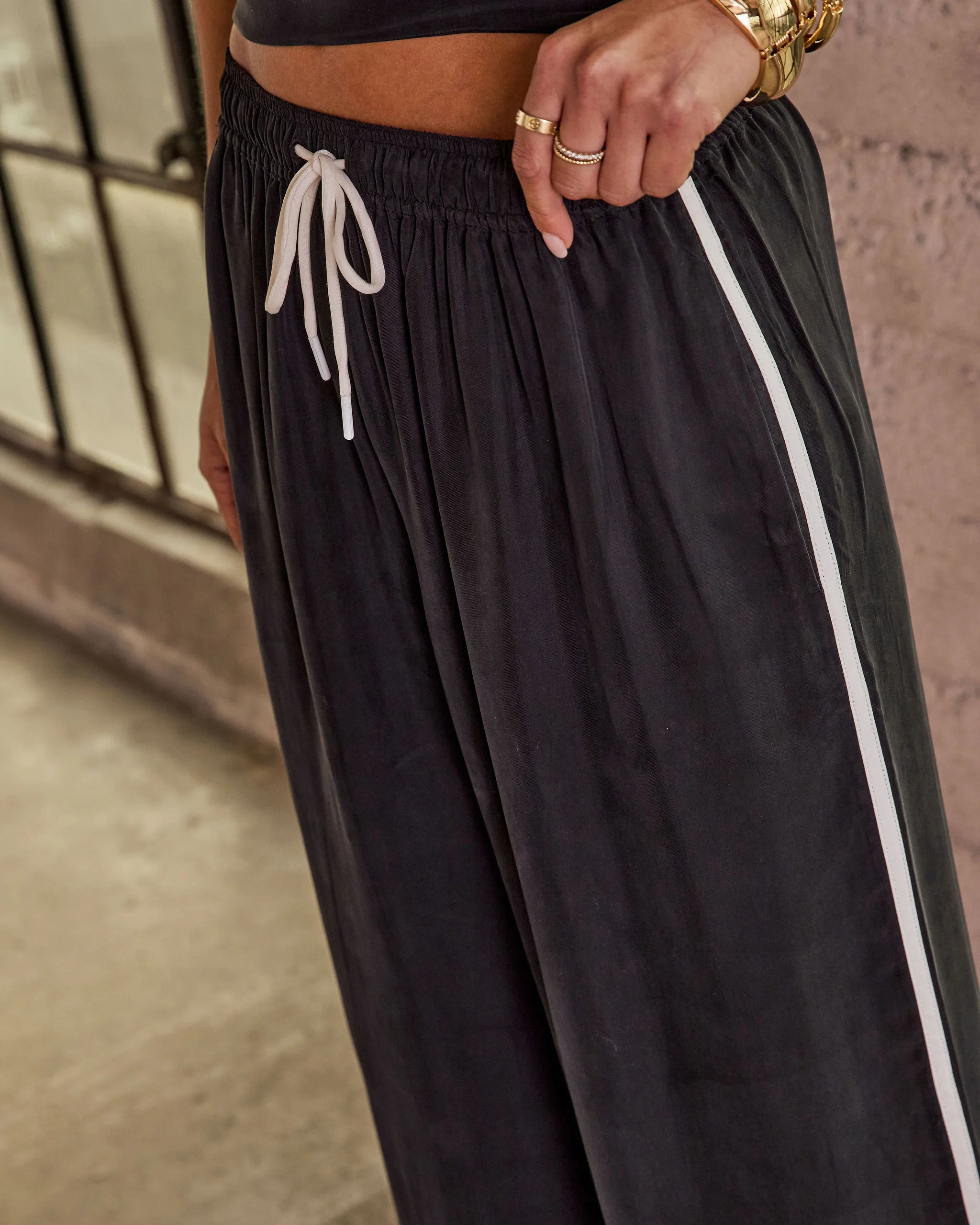 Move It Babe Cupro Drawstring Waist Wide Leg Pants - Image 6