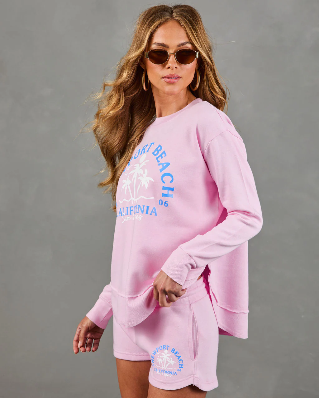 Newport Beach Babe Knit Fleece Graphic Sweatshirt - Image 3