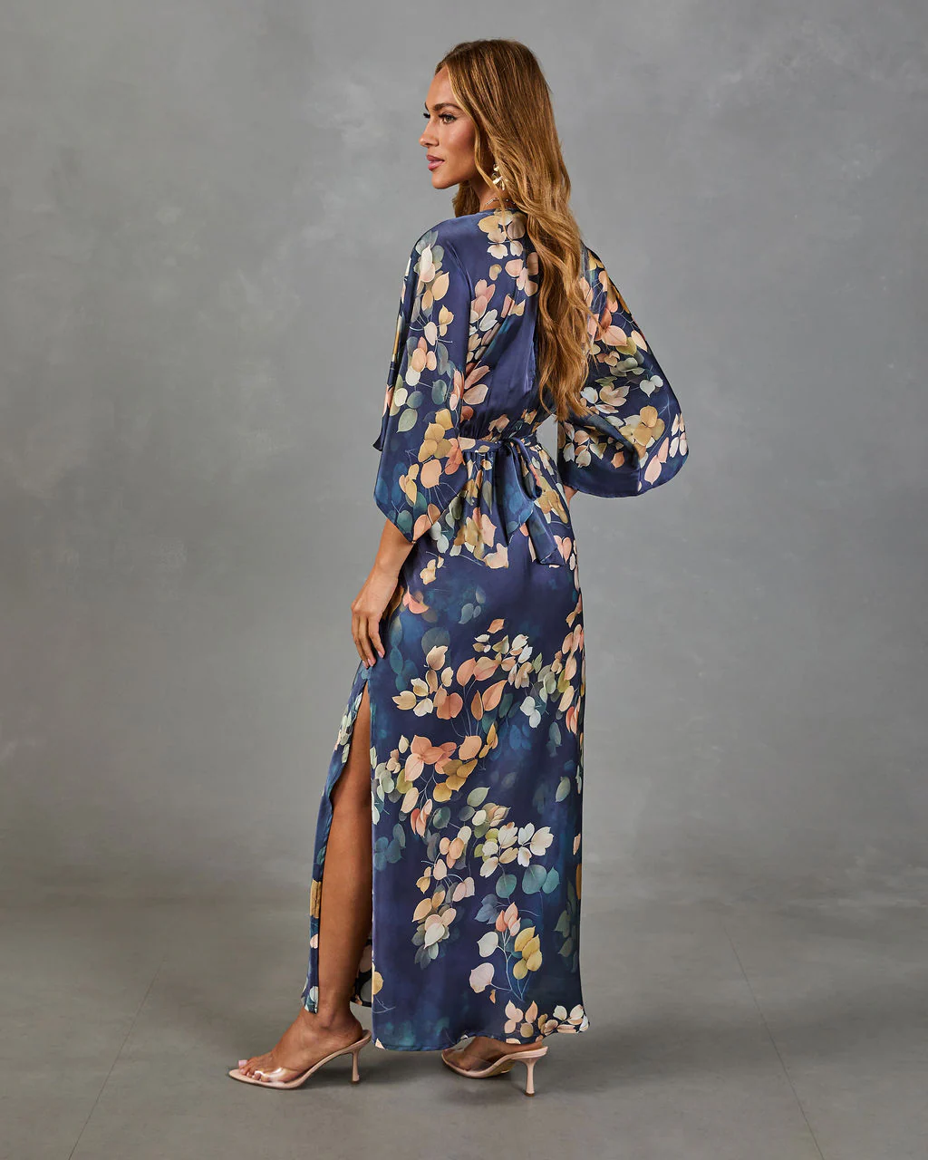 Painted Petals Floral Front Tie Maxi Dress - Image 4