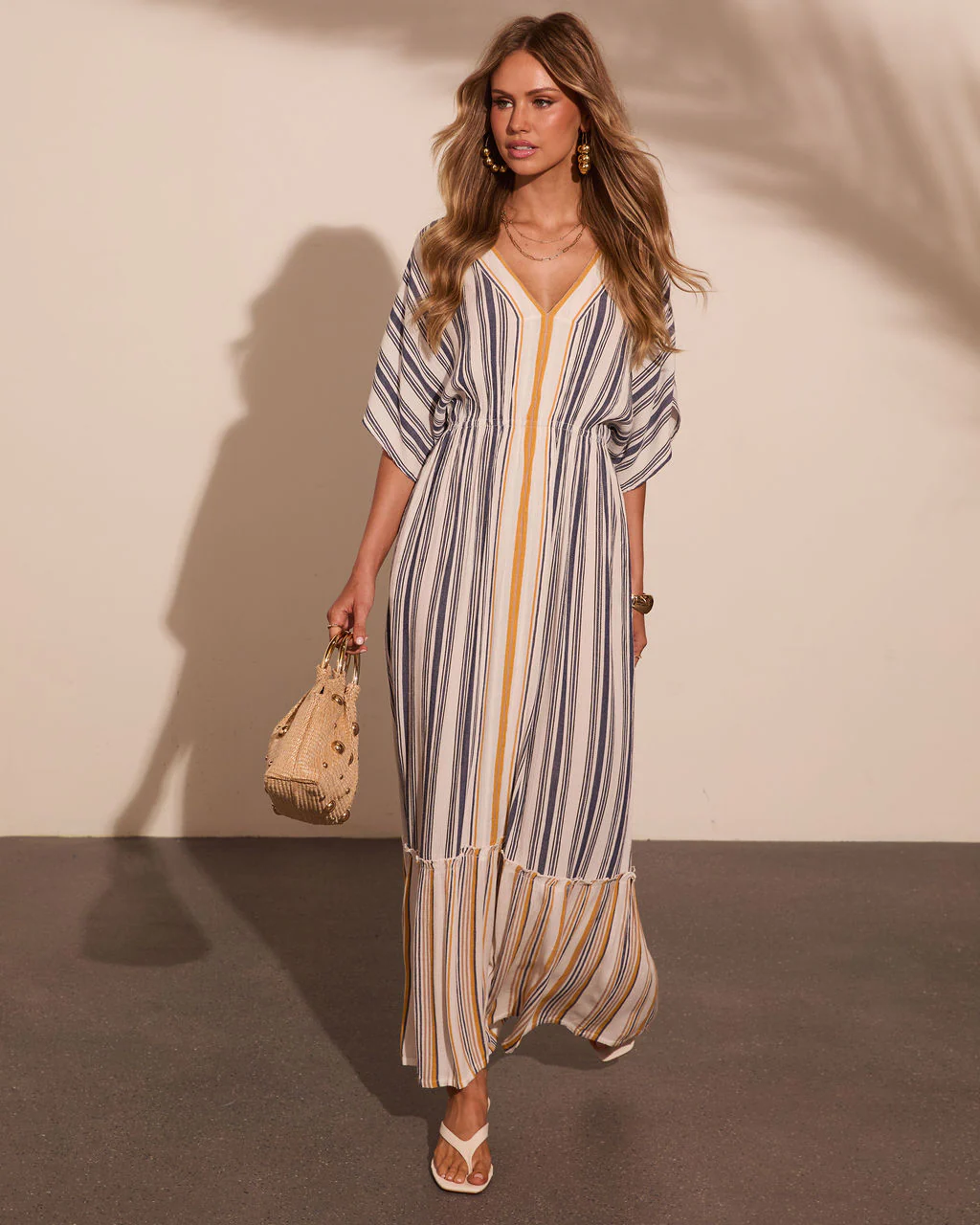 Paradise Glow Striped Kaftan Maxi Dress - Image 6