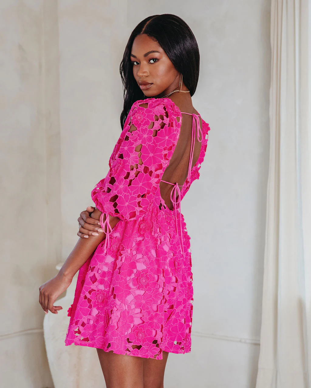 Paulette Floral Crochet Lace Mini Dress - Image 10